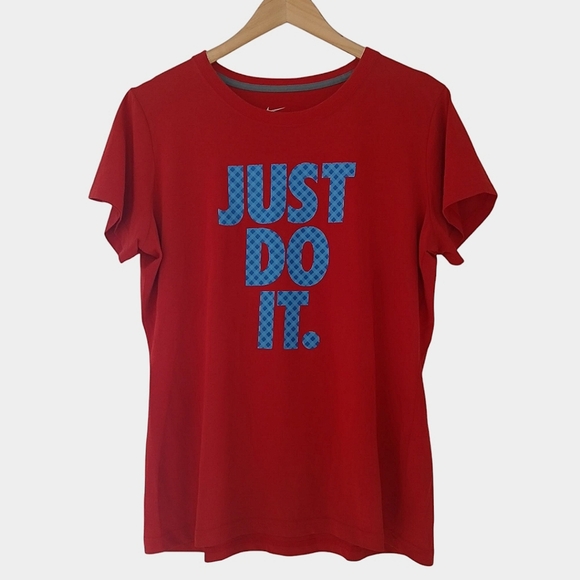 Sold Nike T-Shirt Neck Short Sleeves Dri-Fit Slim with Blue Graphic Just Do It - Picture 2 of 9
